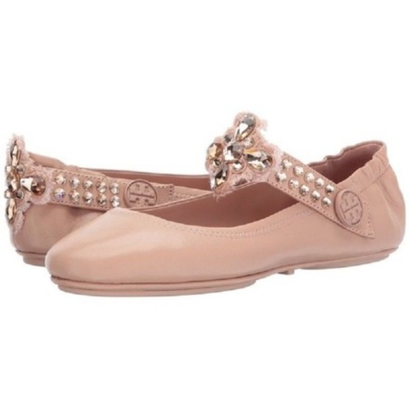 tory burch minnie embellished convertible strap ballet flat